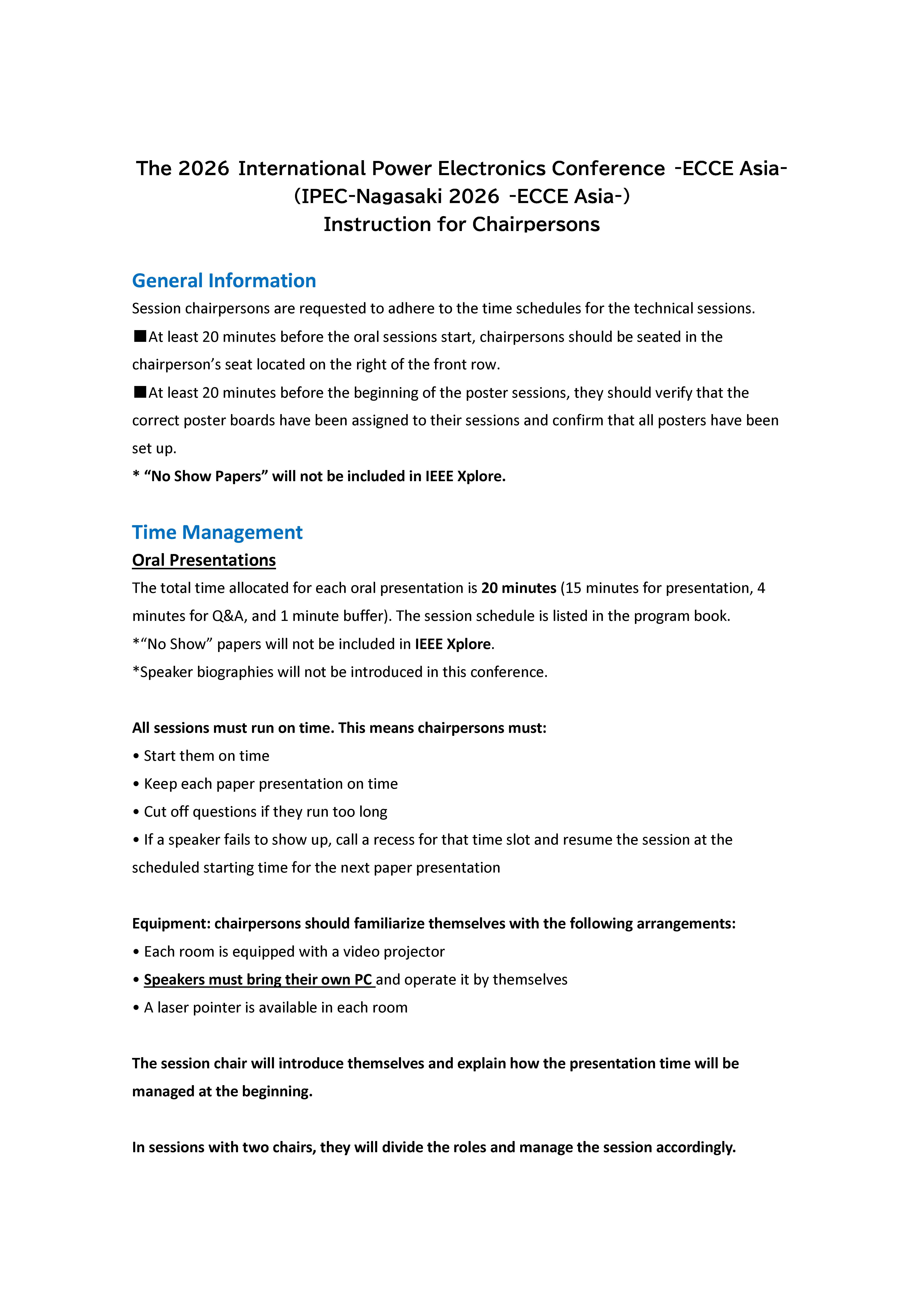 IPEC2026 Instructions Chairpersons